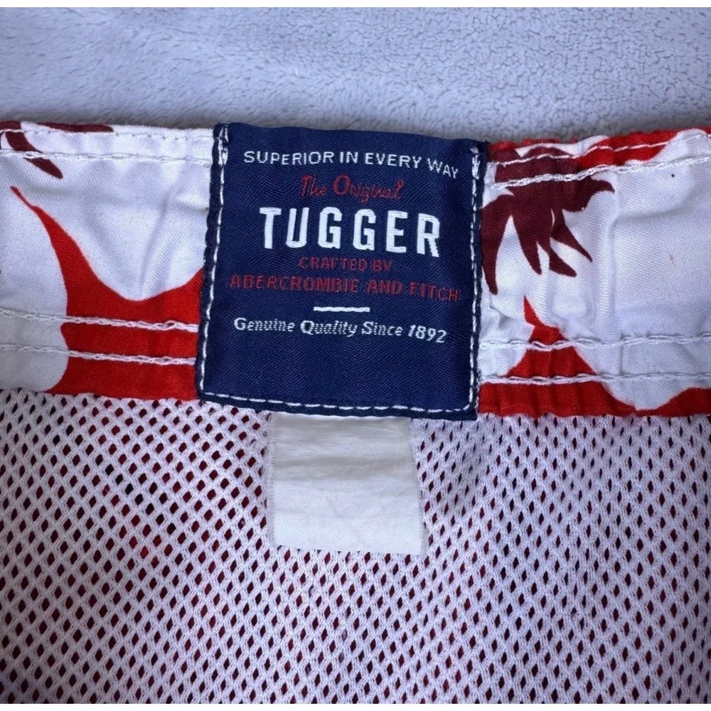 Abercrombie Tugger Board Shorts Mens XL Red Excellent Y2K Cargo Stripe 18.5